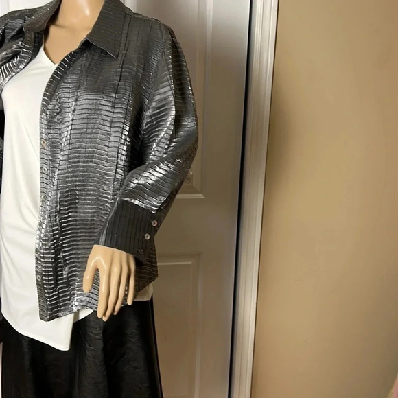 LISETTE Blouse,women M.twist side knot,V-neck,asymmetrical hem,classic,career EC - Picture 11 of 14